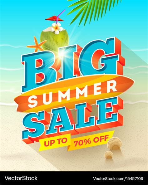 Big Summer Sale Design Summer Vacation Vector Image