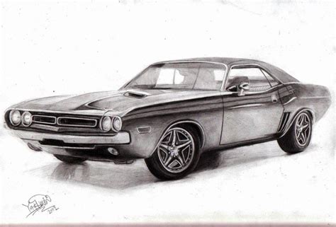 Pencil Drawing Dodge Challenger RT 1971 by yasmin-elad on DeviantArt