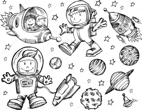 Outer Space Sketch Doodle Vector Set — Stock Vector © Misterelements