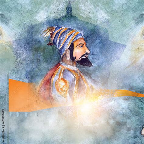 Watercolor Painting And Digital Art Of The Great Maratha Warrior