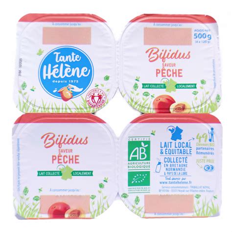 Tante Hélène Bifidus Pêche Bio 4x125g Coopnature