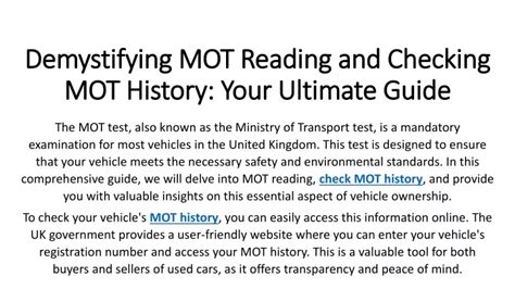 Ppt Demystifying Mot Reading And Checking Mot History Your Ultimate