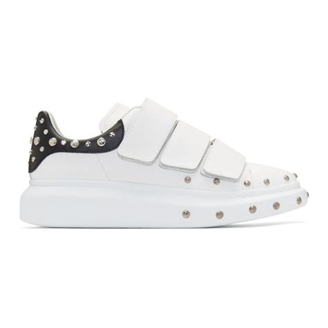 Alexander Mcqueen White And Black Studded Straps Oversized Sneakers