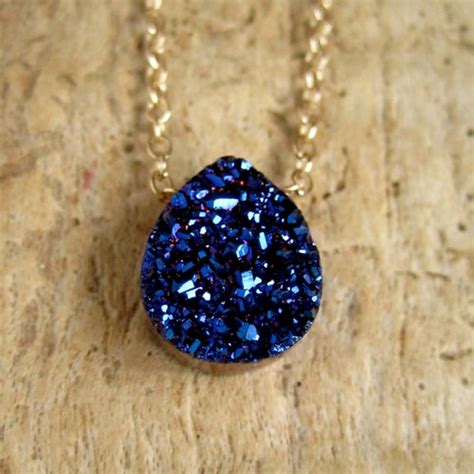 Rose Gold Druzy Necklace Titanium Drusy Quartz 14k Gold Fill Etsy