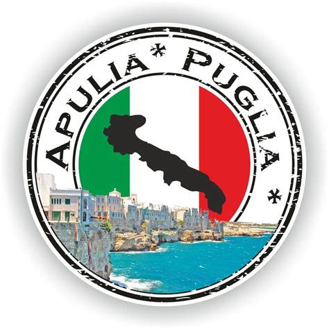 Apulia Puglia Italy Seal Sticker Round Flag For Laptop Book Fridge