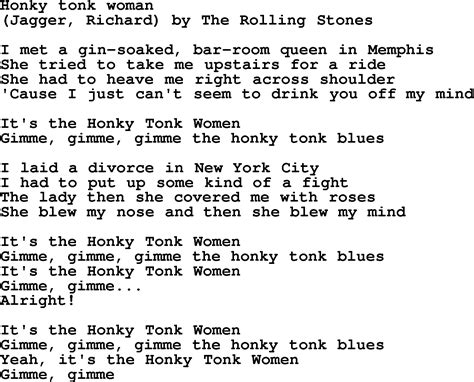 Bruce Springsteen Song Honky Tonk Woman Lyrics