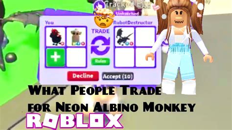 What People Trade For Neon Albino Monkey Roblox AdoptMe Sister