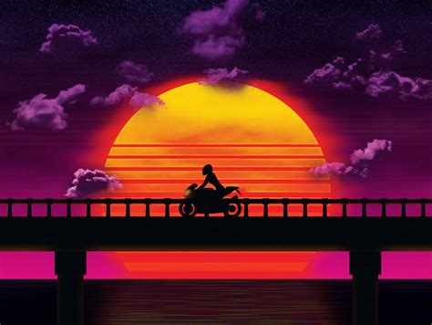 Causeway Bike Sticker Synthwave Vaporwave Outrun 80s Etsy