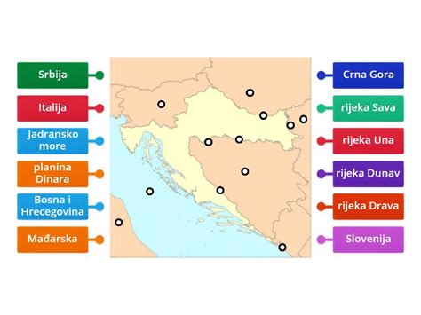 Republika Hrvatska Susjedne Zemlje I Prirodne Granice Slika S Oznakama