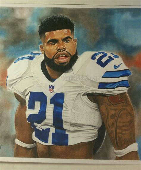 Ezekiel Elliot Caricature Art Football Nfl Cowboys Dallas Cowboys