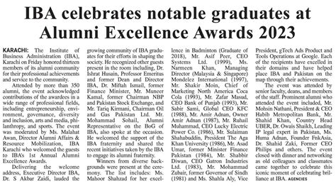 Media Coverage Iba Karachi Celebrated Notable Graduates At Alumni