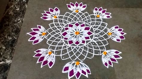 Beautiful Flower Kolam For Margazhi Masam Padi Kolam Easy Rangoli