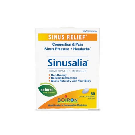 Boiron Homeopathic Sinusalia Congestion Pain Sinus Relief Tablets