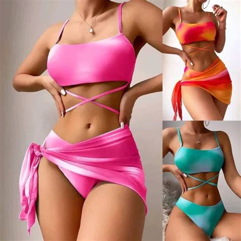 ENSEMBLE MAILLOT DE Bain Bikini Imprim Cravate Accrocheuse Pour Femmes