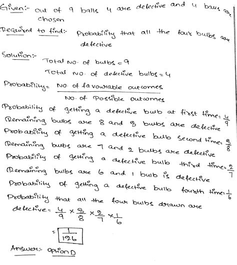 A Box Contains Nine Bulbs Out Of Which 4 Are Defective If Four Bulbs