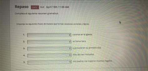 LAIL Repaso DUE April 19th 11 00 AM Completa El Chegg