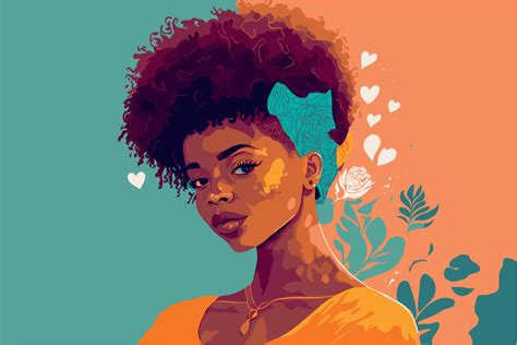 Beautiful Black Woman Vector Art Illustration Young And Powerful Girl