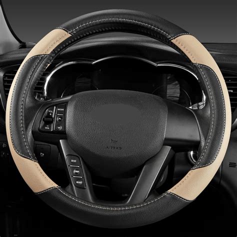 Car Styling High Grade PU Leather Steering Wheel Cover Protection 38CM