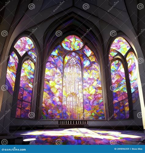 Stained Glass Window In A Church Colorful Stained Glass Windows Stock Illustration