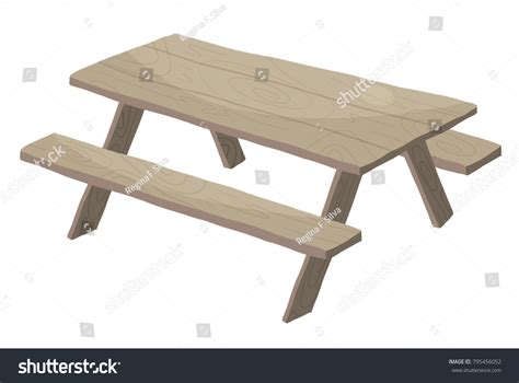 Vector Cartoon Illustration Wooden Picnic Table เวกเตอร์สต็อก ปลอดค่าลิขสิทธิ์ 795456052