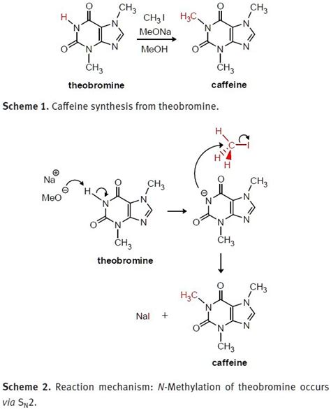 SOLVED: CH3 CH3 CH3! H2C=CH2 MeONa MeOH CH3 CH3 theobromine caffeine Scheme 1. Caffeine ...