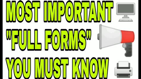 Most Important Full Forms You Must Know Youtube