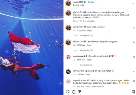 Rayakan Kemerdekaan Ria Ricis Jadi Mermaid Kibarkan Bendera Merah