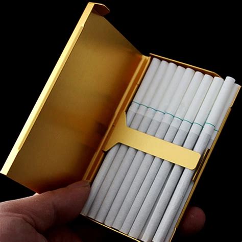 20 Sticks Thin Fashion Pipe Creative Personality Cigaret Case Slim Lady Metal Cigarette Case