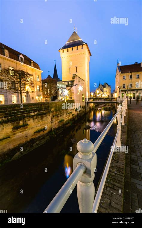 Beautiful Christmas lights up in the city of Valkenburg, Limburg the ...