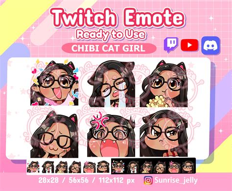 Twitch Emotes Black Hair Brown Eyes Tan Chibi Girl Etsy