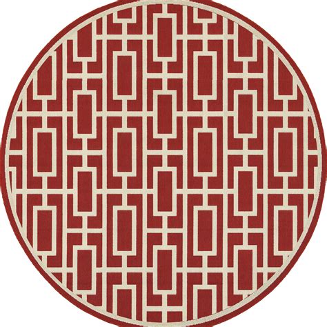 Noah Outdoor Geometric Handmade Area Rug, Red/ Ivory, 8' Round ...