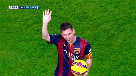 Historic Messi Hat Trick Vs Sevilla Home 2014 15 English Commentary Hd 1080i Youtube