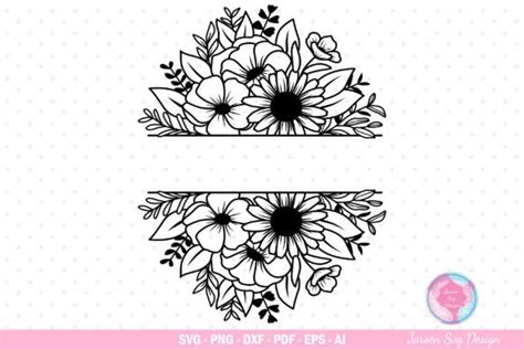 Flower Split Monogram Svg Flower Svg Graphic By Jaroensvgdesign · Creative Fabrica