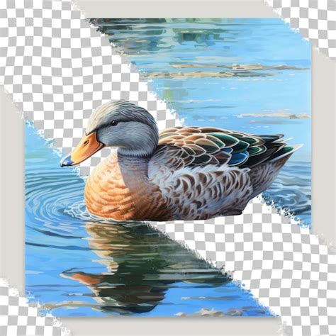 Patito Macho Nadando En Un Lago De Fondo Transparente Archivo Psd Premium