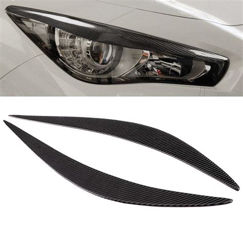 Carbon Fiber Front Headlight Eyebrows Pair Headlight Eyelid Headlamp