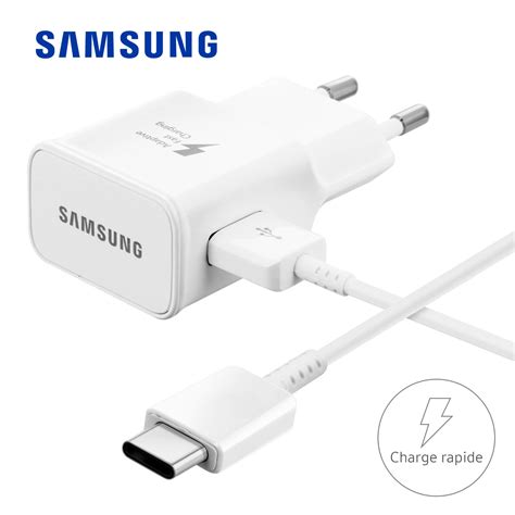 Chargeur secteur original Samsung Câble USB Type C Blanc Français