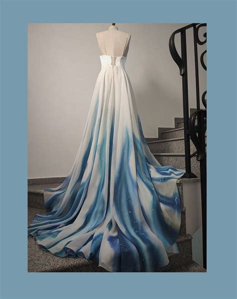 Hand Painted Chiffon Wedding Dress Hand Painted Ombre Wedding Etsy