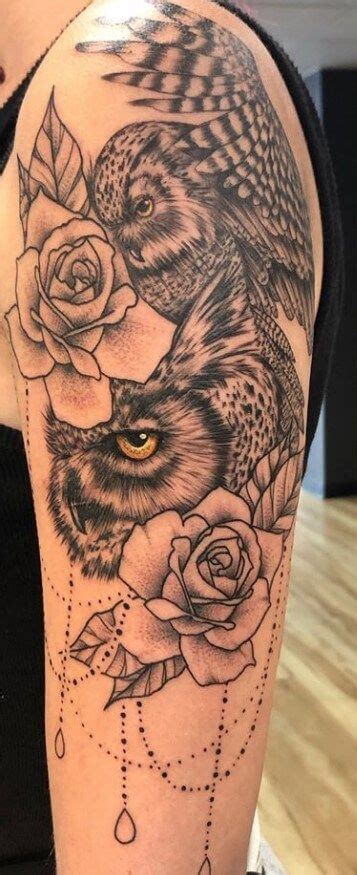 12 Best Owl And Rose Tattoo Designs PetPress Rose Tattoo Design