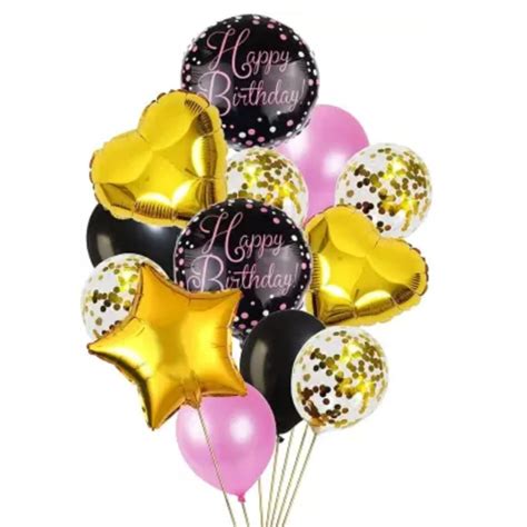 Set Aranjament Bundle 13 Baloane Latex Si Folie Happy Birthday Balloo