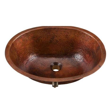 Sinkology Freud Undermount Handmade Pure Solid Copper Bathroom Sink With Overflow In Aged Copper