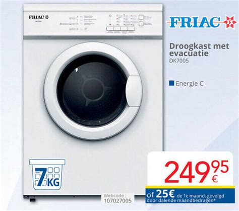 FRIAC Droogkast Met Evacuatie DK7005 7kg Promotie Bij Eldi