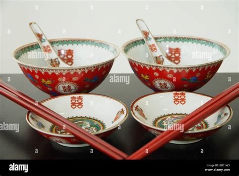 Traditional Chinese Bowls With Chopsticks Stock Photo Alamy