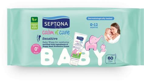 Septona baby chusteczki nawilżane dla dzieci Sensitive x 60 szt cena