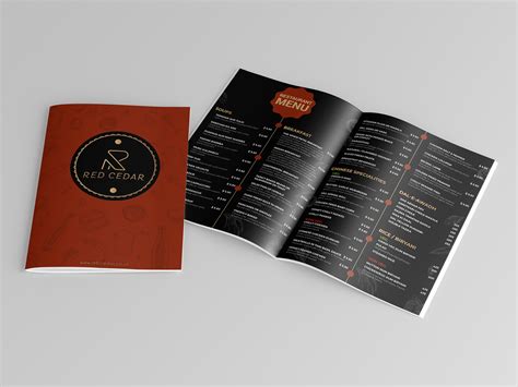 Red Cedar Restaurant Menu by Yummy Menus on Dribbble