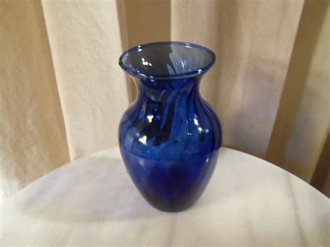 Vintage Cobalt Blue Glass Vase by Thesewingcottageusa on Etsy