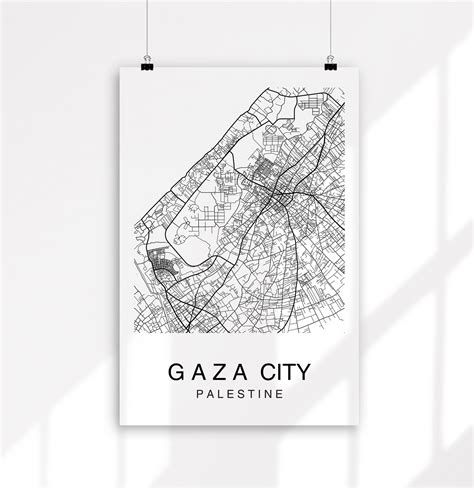 Gaza Map Gaza City Map Map Poster Map Print City Maps | Etsy