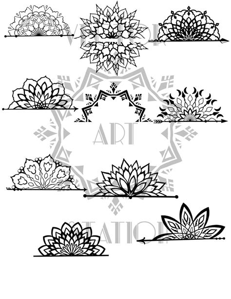 Half Mandala Vector Files Svg Half Mandalas Dxf Vector Half Mandalas