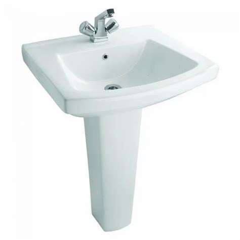 Ceramic White Wall Hung Wash Basins With Pedestal Armer For Bathroom