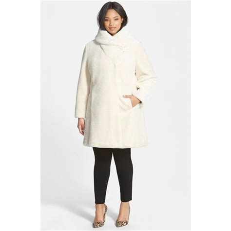 Plus Size Womens Gallery Shawl Collar Faux Fur Coat Plus Size Coats