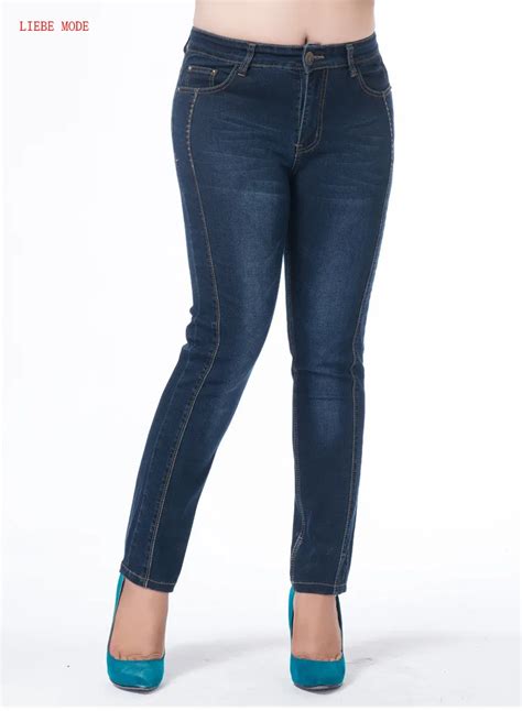 Women High Waist Stretch Jeans Plus Size Designer Oversized Blue Denim